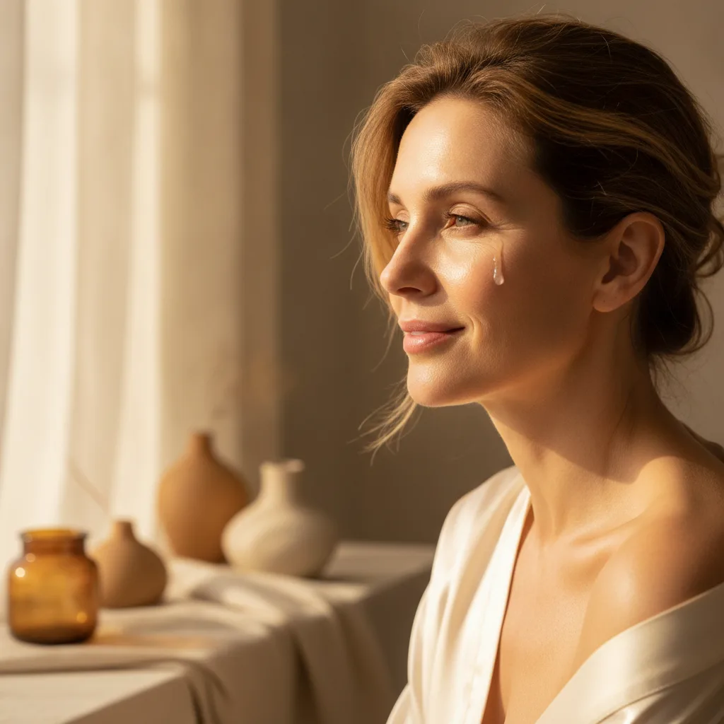 Woman applying serum